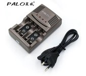Cargador de batería con luz LED, 4 ranuras, cargador de batería inteligente para 1-4 pilas recargables AA/AAA Ni-MH/Ni-Cd 9v 6f22