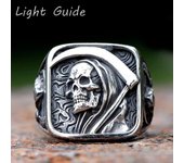 Anillos Vintage de acero inoxidable 316L para hombre, anillo de calavera dominante con hoz de la muerte, regalo de joyas de fiesta Punk de Hip-hop 2023 7