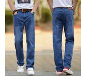 Pantalones vaqueros elásticos azules de talla grande para hombre, pantalones largos rectos y finos, pantalones vaqueros de negocios holgados y gruesos, cintura alta y talla grande 7XL azul