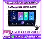 Para Peugeot 308 308S 2015-2018 Radio de coche inalámbrico Carplay reproductor Multimedia de coche sistema inteligente Android WIFI navegación GPS 2 + 32GB 1+16GB