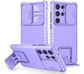 Funda para Samsung Galaxy S23 Ultra 5G con lente deslizante y armadura para cámara, a prueba de golpes, para Samsung S23, S22, S21 Plus, Ultra S20 FE, funda con soporte For Galaxy S23 color rosa