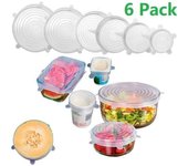 6uds Couvercles silicona extensible couvercle de bol réutilisable rond en BLANC conservación alimentos