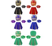 Disfraz de porrista para niñas, conjunto de uniforme clásico para niños con pompones, disfraz de Halloween 5-6 Years azul