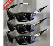 Gafas de sol polarizadas clásicas de media montura con protección UV400 para deportes al aire libre, resistentes al viento, para hombre y mujer, 2025 negro