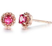 Pendientes de lujo con rubíes y circonitas de colores: Estilo coreano, plata bañada en cobre, bañada en oro de 18 quilates, para mujer 1 pair rojo