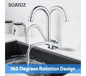 Grifos de cocina plegables, grifo mezclador de lavabo monomando cromado pulido con mangueras de suministro de agua 360 plata