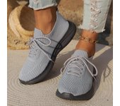 Zapatillas informales con cordones y suela gruesa para mujer - Colección Primavera 2024 43 gris