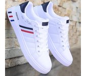 Zapatillas de deporte informales para Hombre, zapatos deportivos ligeros de cuero PU, zapatos transpirables, Tenis blancos planos, Zapatillas para Hombre 39