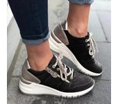 Zapatos de cuña nuevos de talla grande para mujer, para todas las estaciones, transpirables, cómodos, con cordones, zapatillas deportivas para mujer 35-43 35 verde