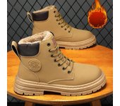 Botas de cuero de invierno para hombre, botas de trabajo cálidas y gruesas, botines de suela gruesa para hombre, botas de nieve de caña alta, nuevas botas de hombre 39