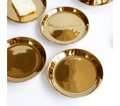 Plato de cerámica de lujo europeo chapado en oro, vajilla redonda pequeña, bandeja de postre, fondo oro