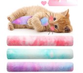 Juguetes interactivos para masticar para gatos, juguete de peluche suave, juguete duradero para patear gatos, para limpiar los dientes y jugar en interiores color rosa
