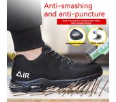 Zapatos de seguridad para el trabajo para hombres y mujeres, zapatillas de trabajo transpirables con amortiguación de aire, zapatos con punta de acero, zapatos de seguridad antipinchazos y protectores negros 38 negro