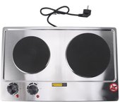 Cocina eléctrica de 2 quemadores, 1500 W y 1000 W, con perilla de ajuste, de 20 pulgadas, empotrada.