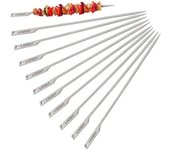 10 brochetas planas de 10 pulgadas para barbacoa, para exteriores, patio, picnic, barbacoa, parrilla, brochetas, palitos de barbacoa 10pcs
