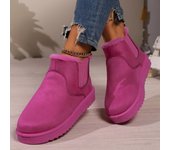 Botas de nieve de invierno para mujer, de felpa, cálidas, antideslizantes, impermeables, planas, informales, sin cordones, para mujer 36