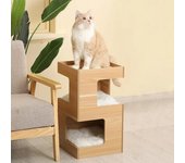 Árbol pequeño para gatos de interior, torre para gatos de 3 niveles, espacioso rascador superior, mueble con soporte, poste rascador para gatos, juguetes para mascotas