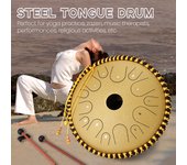 Tambor de lengua de acero al carbono de 14 pulgadas y 14 tonos, tambores de mano con baquetas, percusión Musical púrpura