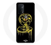 Funda para Oppo A74 5G Cobra Kai Logo Fondo Amarillo Negro Poster Series
