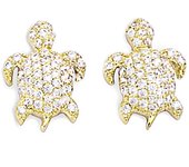 Les Trésors De Lily [L7022] - Pendientes chapados en oro 'Tortugas' oro blanco - 12x9 mm oro