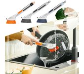 Cepillo para platos con dispensador de jabón, cepillo para fregar platos de cocina con cabezal de cepillo reemplazable One Size azul