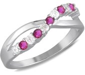 Bague Argent 'Sissi' rubis blanc argenté (rhodié) - 5 mm 58 rojo