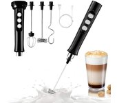 Espumador de leche eléctrico inalámbrico 3 en 1, máquina de espuma portátil, mezclador de bebidas de alta velocidad, varita para espumar café 1Set negro
