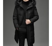 Chaqueta de plumón de color liso con capucha y longitud media para hombre en invierno XXXXXL negro