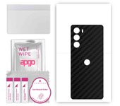 apgo Protective Skin Sticker for the back compatible with Moto G200 5G Dual SIM, Wrap Film, Foil, Vinyl - Pattern Carbon Black