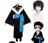 Máscara de Cosplay de Anime Demon Slayer Haganetsuka Hotaru, Kimono neutro, disfraces de fiesta de Carnaval de Halloween, Kimetsu No Yaiba L-(Costume+Wig)