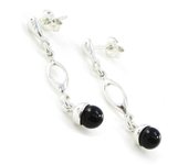 Les Trésors De Lily [I8894] - Boucles Argent 'Déesse Noir de Jais' noir argenté (rhodié) - 35x5 mm negro