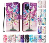 Funda de Cuero Pintado de Lujo con Árbol de Mariposas Estilo Libro Billetera para Oppo A72/A52/A92 4G,A36 4G,Reno 8/9,Realme 8/9/10/11/12... Oppo A94 5G púrpura