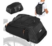 Bolsa para bicicleta 3 en 1, bolsa reflectante para sillín de bicicleta, bolsa impermeable para portaequipajes trasero de bicicleta con correa para el hombro negro