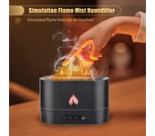 Humidificador de niebla de llama de simulación de 250mL, luz nocturna de llama, difusor silencioso de aromaterapia, escritorio USB negro