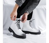 Botas Chelsea blancas de invierno a la moda para hombre, botas de montar con cordones, botas de cuero, zapatos de cuero de alta calidad con cremallera, botas de moda para hombre, caña alta 38 blanco
