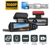 Grabadora de conducción de doble lente 1080 HD de 3,16 pulgadas, cámara DVR para automóvil, grabadora de video de conducción de automóvil, grabación en bucle de visión trasera, visión nocturna HD A set