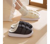 Zapatillas de felpa Comwarm de moda nuevas para mujer y hombre, zapatos de pan, zapatillas de invierno cálidas y gruesas con plataforma, zapatillas impermeables para exteriores y hogar 36-37(8.8-9 inch)