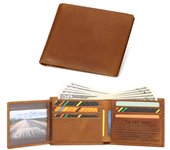 HUMERPAUL Cartera de hombre de piel grabada con bendiciones cartera de regalo para nieto e hijo marrón