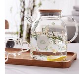 Teteras de vidrio transparentes creativas europeas resistentes al calor, bote de agua fría con filtro, tetera Flores, hervidor de oficina de gran capacidad, 1800ml