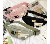 Mochila para mujer, riñoneras para mujer, nueva riñonera de lona de ocio de Color sólido para niñas, bonita bolsa cruzada en el pecho, riñoneras con cinturón One Size negro