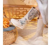 Botas de nieve de invierno para mujer con cremallera lateral, cálidas, antideslizantes, hasta la rodilla, bordadas, con forro de piel sintética, para caminar a media pantorrilla. 35
