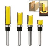 Juego de 4 brocas para enrutador con patrón de vástago de 1/4 de pulgada, broca para enrutador de 6 mm, juego de brocas para enrutador con patrón de carburo, corte de madera, herramientas para trabajar la madera 4pcs