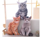 1 Uds 50CM 3D simulación gatos almohada lindo gato lavable peluche almohada niños juguete sofá almohada 50 cm negro