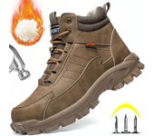 Botas de seguridad de invierno para hombre, zapatos de trabajo con punta de acero, botas de trabajo indestructibles para senderismo, zapatos de seguridad para hombre, zapatillas de trabajo antideslizantes y antigolpes 36