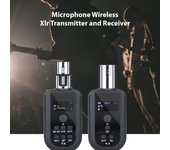 Micrófono Transmisor y Receptor Inalámbrico Xlr Sistema de Micrófono Inalámbrico UHF para Mezclador de Audio Eléctrico negro