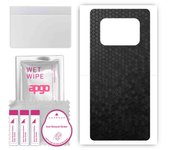 apgo Protective Skin Sticker for the back compatible with Sharp Aquos R6, Wrap Film, Foil, Vinyl - Pattern Black Honeycomb