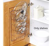 Accesorios de cocina Estante organizador de ollas de acero inoxidable Soporte para tapa de sartén Soporte para platos plata