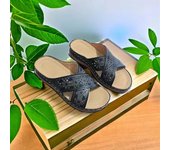 Sandalias de cuña de verano para mujer, zapatillas ortopédicas de primera calidad con punta abierta, zapatos Retro de plataforma informales de cuero antideslizantes Vintage para mujer 35 negro