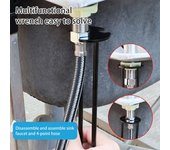 Juego de llaves para fregadero, llave hexagonal universal de cuatro garras, acero inoxidable de alta resistencia, estable, sin deformación, cocina, baño, llave de fontanero debajo del fregadero