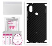 apgo Protective Skin Sticker for the back+sides compatible with Xiaomi Mi A2 (Mi 6X), Full Wrap Film, Foil, Vinyl - Pattern Carbon Black